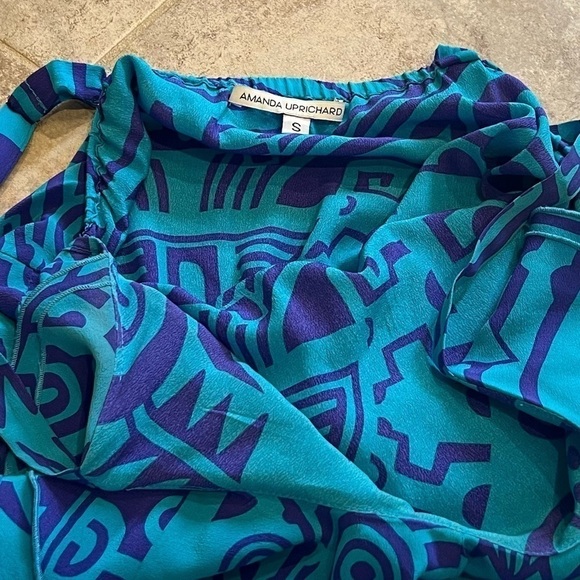 Amanda Uprichard Silk Peplum V Neck Ruffle Tank Top Blue Purple Small Pullover - Picture 3 of 10